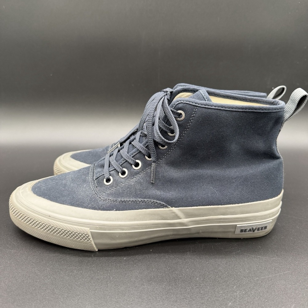 SeaVees X Taylor Stitch Mariner Boots Mens Size 10 Blue Canvas Chukka Navy Blue